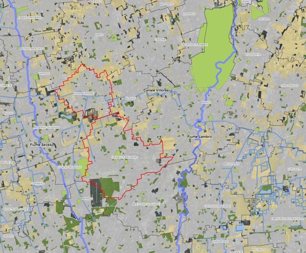 Il contesto d area vasta Parchi, verde urbano, agricoltura e idrografia La carta