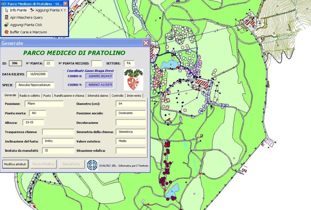 L impiego di una piattaforma GIS permette di gestire in modo razionale una grande quantità