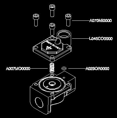 sostituirlo contemporaneamente all O Ring A023OR0000 1 Rimuovere il coperchio L045CO0000, l O-ring A023OR0000 e la molla A007MO0000 svitando le quattro viti