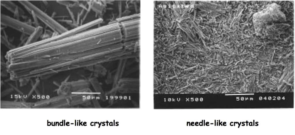 Proprietà dello stato solido Morfologia o habitus cristallino Un nuovo metodo di cristallizzazione dell aspartame prevede il raffreddamento di una soluzione acquosa di aspartame SENZA agitazione.