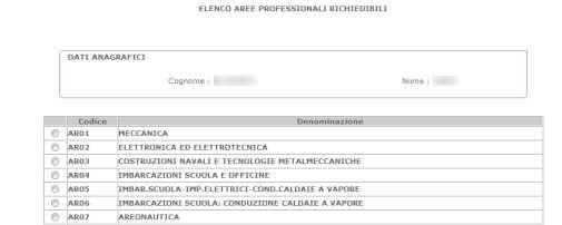 Proseguire con le informazioni successive. Figura 25 Questa è la sezione per l inserimento delle aree richieste per il profilo di Assistente tecnico.