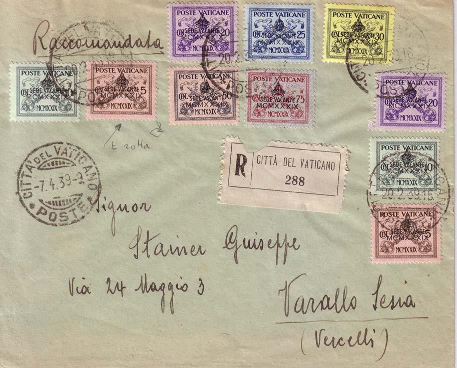 Si ricavano 155.100 serie complete dovute dalle rimanenze del valore di 5 cent. che rimasero in corso da sabato 18 febbraio al giovedì 2 marzo 1939, giorno di elezione del Card.