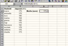 Indici di "posizione" (indici di tendenza) indice definizione funzione EXCEL Indici di "dispersione" indice definizione funzione EXCEL Media MEDIA(dati) Varianza VAR(dati) Moda Mediana Quartili