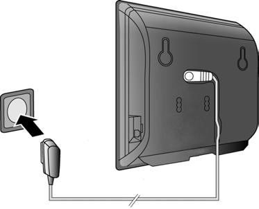 retro della base. 2 Collocare entrambi i cavi nelle scanalature previste. Attenzione Utilizzare soltanto il cavo di rete in dotazione. 2. Collegare la base alla rete elettrica Retro 1 della base 1 Inserire l alimentatore nella spina.