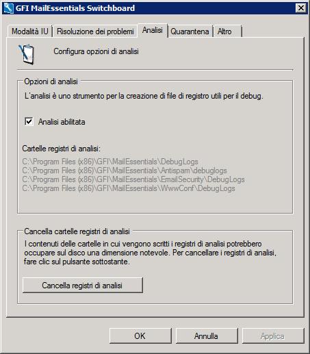 <GFI MailEssentials percorso di installazione>\gfi\mailessentials\debuglogs\ <GFI MailEssentials percorso di installazione>\gfi\mailessentials\debuglogs\ <GFI MailEssentials percorso di