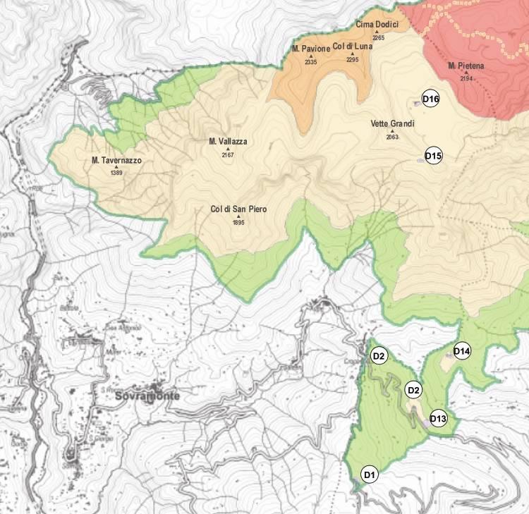 La Zonazione a Sovramonte Zona integrale (A) Riserva