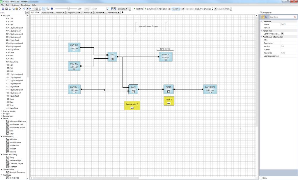 Tecnologia del dispositivo: software ETS Menu Fogli di lavoro Simulazione e monitoraggio Commento Elemento di funzionamento Caratteristiche (parametri) Immissione