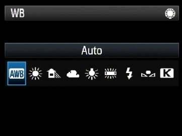 BILANCIAMENTO DEL BIANCO I SIMBOLI INDICANO IL TIPO DI SORGENTE E LA TEMPERATURA DELLA LUCE LA