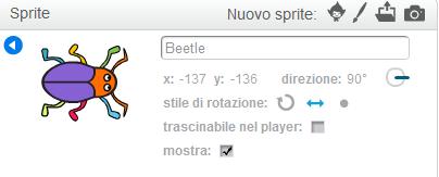 Ora nella scena hai due pipistrelli, controlla che le dimensioni siano ideali per il tuo gioco. Passo 4: importa Beetle Importa dalla libreria lo sprite Beetle, lo scarafaggio.