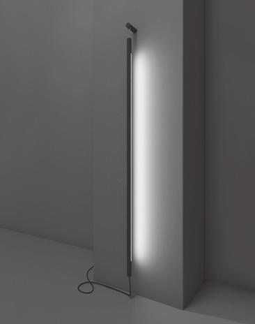 Struttura in metallo verniciato nel bianco. Sorgente di luce a integrato, alimentatore elettronico nel corpo della lampada.