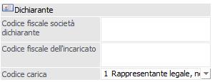 Sezione Dichiarante Nella sezione Dichiarante si trovano invece seguenti campi: Cod.