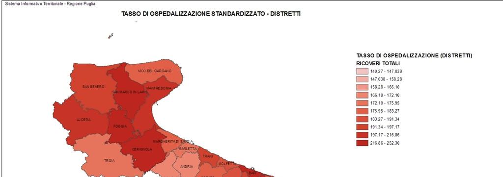 Le due ASL sono peraltro le sole a superare lo standard nazionale di 180 per 1000 abitanti: Di particolare interesse appare osservare il quadro dell