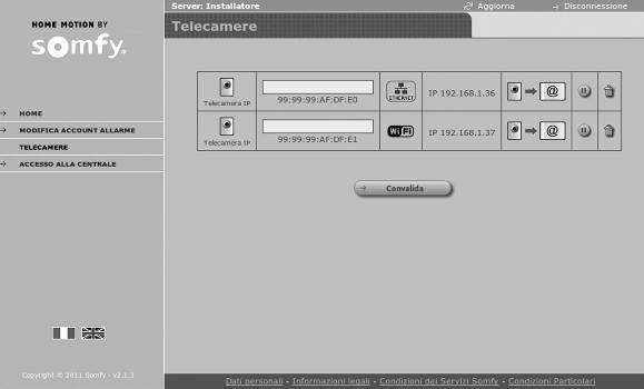 Configurazione delle telecamere IP Messa in funzione delle telecamere in modalità wifi: Su ogni telecamera: scollegare e ricollegare l alimentazione, quindi aspettare 1 minuto fino all accensione del