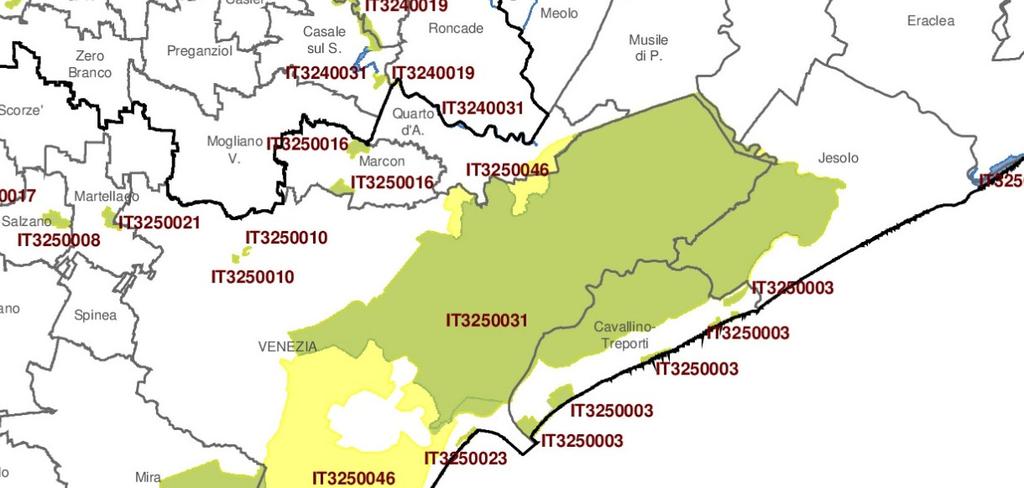 Importanza Comunitaria (SIC) IT3250013 Laguna del Mort e Pineta di Eraclea ; - Sito d Importanza Comunitaria (SIC) IT3240008 Bosco di Cessalto.