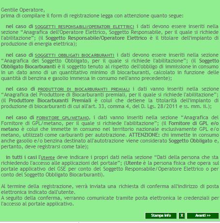 In quest ultimo caso, all utente sarà visibile una schermata informativa, nella quale viene fornita una spiegazione della corretta modalità di valorizzazione dei campi necessari alla registrazione e