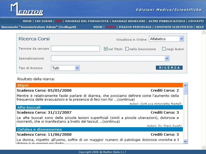 SI ACCEDE ALLA PAGINA DI ELENCO DEI