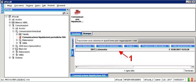 IVA dal menù efiscali Comunicazioni Comunicazioni Trimestrali 1) Aprire dall elenco la comunicazione generata per la quale si vuole esportare il file 2) Verificare, nella sezione Dati generali, i