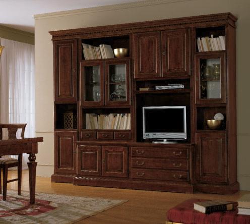 Art. CL62 Parete con segreto l 300 x p 42/54 x h 240 Assembled bookcase wall with