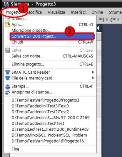 E necessario inoltre installare un ulteriore software di migrazione gratuito (SIMATIC S7-200 to SIMATIC S7-1200 software conversion tool) che è