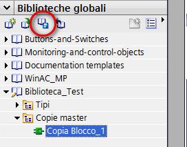 2- Selezionare dalla finestra di Navigazione del progetto e dalla Finestra di lavoro l oggetto da salvare; 3- Trascinare l oggetto, per Drag&Drop, nella cartella Copie master all interno della