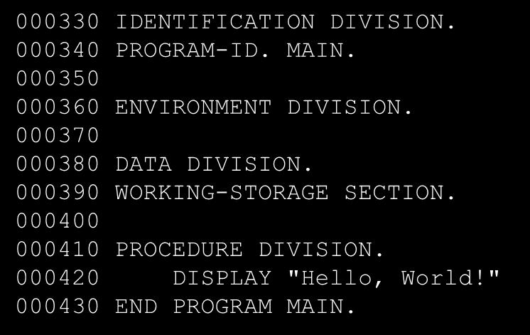 000350 000360 ENVIRONMENT DIVISION. 000370 000380 DATA DIVISION.