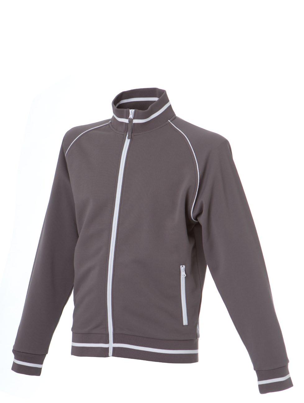 Sweater cotton/polyester Felpa cotone - polyestere - Tessuto sportivo DRY con trattamento antiacqua - Collo a lupetto con riga in contrasto - Zip lunga con copertura antiacqua - Maniche raglan - Due