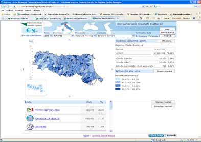 4.2 Consultazione risultati La figura seguente mostra la pagina principale del sistema web GIS di Consultazione risultati elettorali.