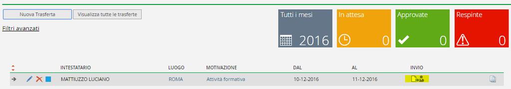 Per inviare una richiesta di trasferta in un secondo