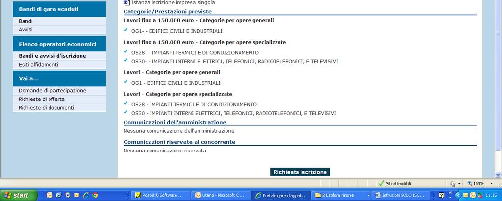 (cliccando su modifica è possibile rivedere tutte le informazioni inserite al momento della