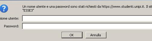 Il sistema chiederà l inserimento di nome utente e password in possesso dell utente.