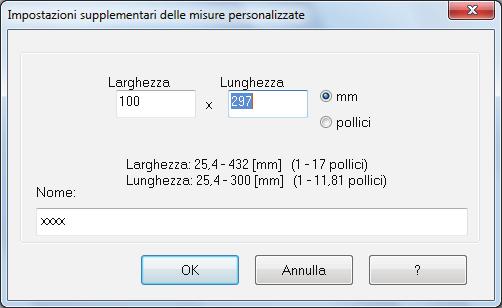 Gestione delle misure personalizzate 5. Cliccare il tasto [OK].