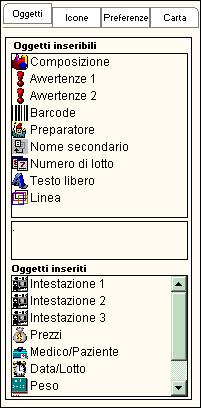 H2O Professional il software di gestione del laboratorio di farmacia 91 IMMAGINE 65: OGGETTI IN ETICHETTA Per inserire un oggetto si fa doppio click Posizionamento: una volta inserito il campo sarà