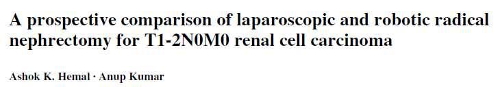 - Robotic radical nephrectomy is a safe, feasible and effective for performing radical nephrectomy