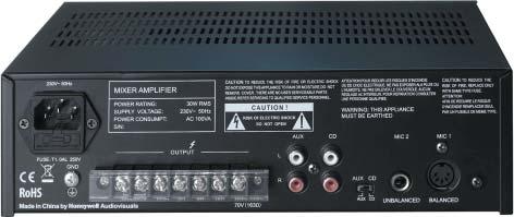 MODELLI DISPONIBILI KB-C30P - Mixer/Amplificatore da 30W KB-C60P - Mixer/Amplificatore da 60W KB Series PA Mixer/Amplifier Modello KB-C30P KB-C60P Potenza uscita 30W 60W Uscite Bassa impedenza