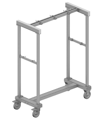 Carrelli portaquarti SPX910 Carrello portaquarti in alluminio anodizzato 20 micron con ganci fissi Il carrello portaquarti a ganci fissi nasce dalla necessità di trasportare pezzature e quarti dal