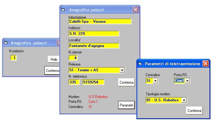 1.. Anagrraffi ico palazziz i SELEZIONANDO QUESTO MENÙ SI ACCEDE A TUTTE LE FUNZIONI DI MEMORIZZAZIONE DEI DATI ANAGRAFICI DEI PALAZZI E DEI PARAMETRI DI TELETRASMISSIONE.