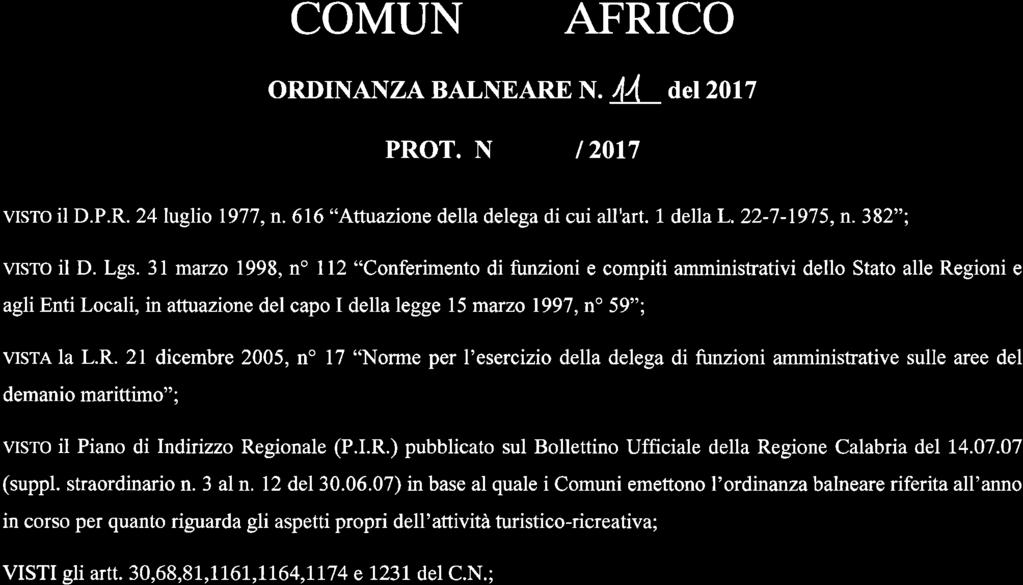 3l marzo 1998, no I 12 "Conferimento di funzioni e compiti amministrativi dello Stato alle Re