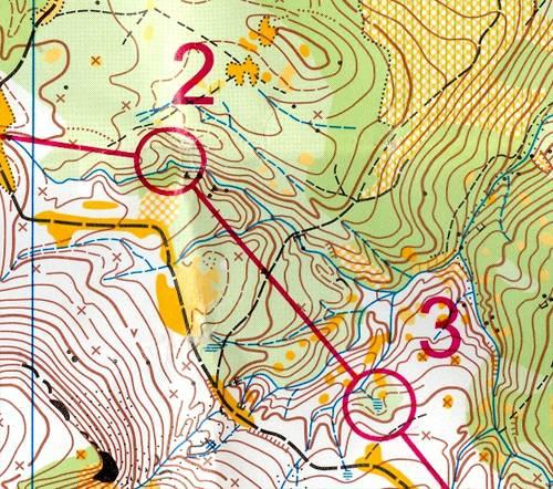 Anche in questo caso uso il sentiero come sicura linea di conduzione (linea evidente sul terreno che conduce decisamente sul punto)