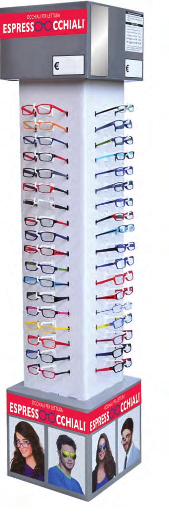 Test per autodiagnosi della vista. Dimensioni: L cm 31 x P cm 18 x H cm 183. ACQUISTANDO n.72 O (n. 3 kit da 24 occhiali).