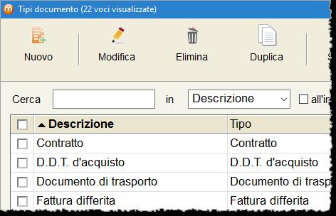 Accediam alla schermata tramite il menu Tabelle» Acquisti / Vendite» Tipi dcument 1. Dal menu a tendina Classe dcument scegliam la classe di appartenenza ( Richiesta d fferta, D.D.T. d acquist, Fattura frnitre, Nta di credit frnitre ) 2.