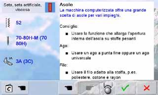 La pressione del piedino e la tensione del filo superiore sono impostate automaticamente.