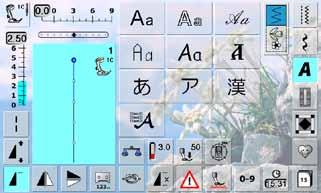 Descrizione Alfabeti Lettere 10 tipi di alfabeto sono disponibili: Stampatello Stampatello doppio Corsivo Quilt Text Comic Monogramma 30/20/15 mm Cirillico Hiragana Katakana Kanji ognuno di questi
