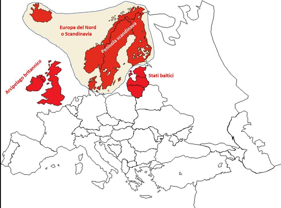 L'Europa settentrionale comprende i paesi nordici, ossia la Scandinavia nel suo senso più ampio: Norvegia, Svezia, Finlandia, Islanda e Danimarca (l espressione Penisola scandinava indica invece