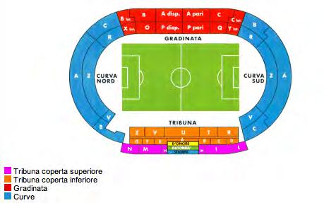 Tribuna AUTORITA Tribuna d ONORE Curva OSPITI Pianta Ingressi Tribuna