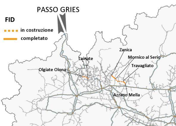 Progetti di rete regionale Potenziamenti in Lombardia DN km DATA E.