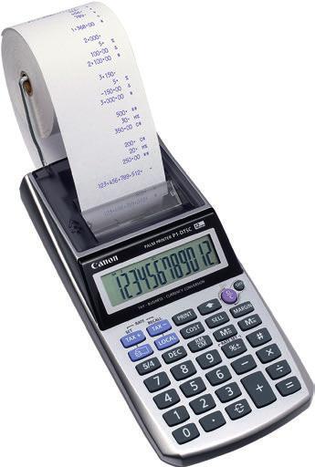 Funzioni: display da 12 cifre, tax, conversione valuta, funzioni costo, vendita, margine, calcolo percentuale, cambio segno, selezione decimali, arrotondamento, indicatore di batteria in esaurimento.