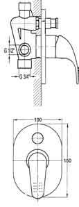 RLF99009547 COMFORTS Monocomando doccia incasso Single lever concealed shower