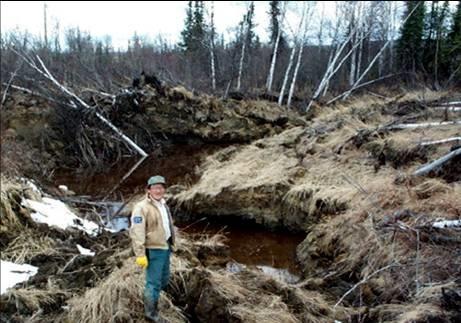 Effetti del disgelo sul permafrost NB suolo
