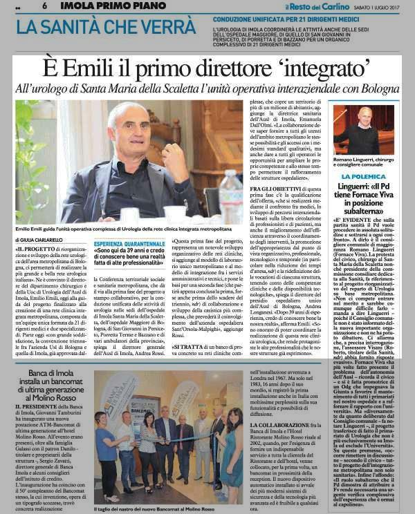 Pagina 42 Imola) Sanità e sociale È Emili il primo direttore 'integrato' All' urologo di Santa Maria della Scaletta l' unità operativa interaziendale con Bologna di GIULIA CIARLARIELLO «IL PROGETTO