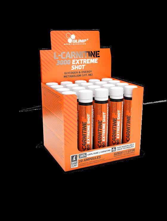 L-CARNITINE 3000 EXTREME SHOT 100% DI PURA L-CARNITINA L-carnitina di alta qualità in forma liquida con l'aggiunta di vitamina B6 che favorisce il normale metabolismo delle proteine